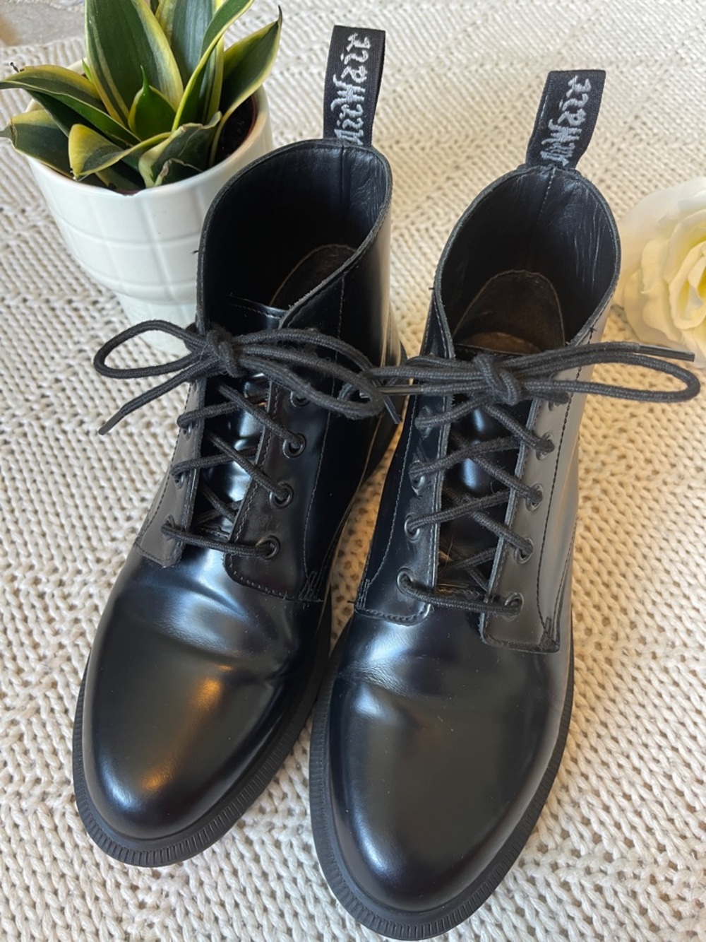 Dr. Martens Emmeline Black Leather Combat Boots Women’s US 8 EU 39
